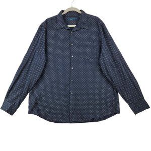 Perry Ellis Men's Long Sleeve Button Up Shirt Size XXL Blue White Geo Print